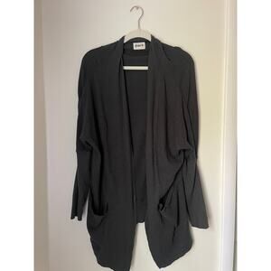 Pact Gray Open Pockets Lounge Organic Cotton Travel Cardigan Sweater- Small